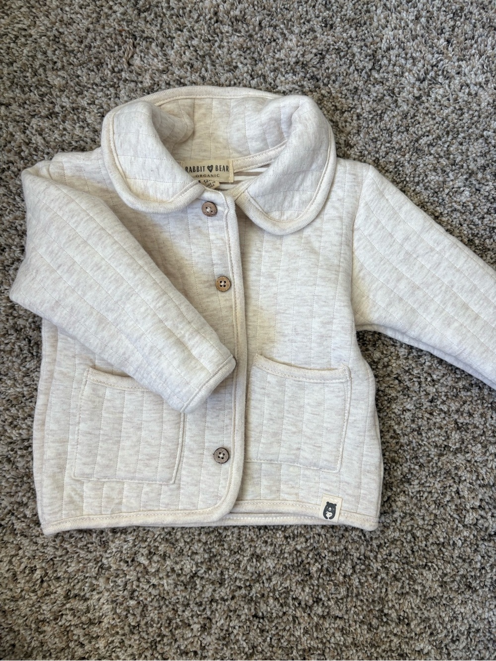 Rabbit & Bear Organic Cream Quilted Baby Jacket